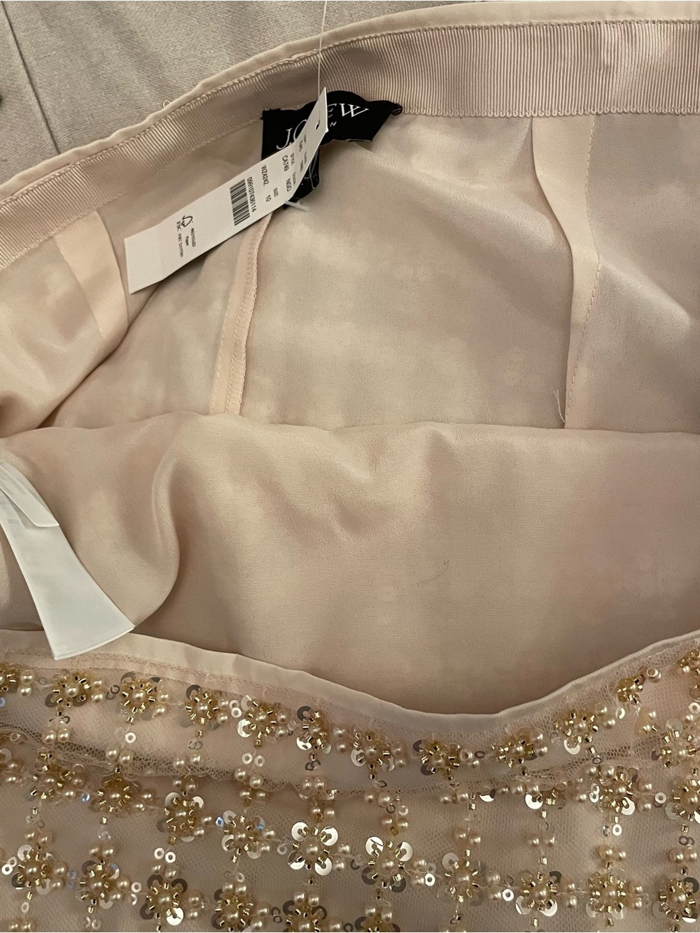 J. Crew Blush Pink Beaded Floral Embellished Skirt - Picture 6 of 6